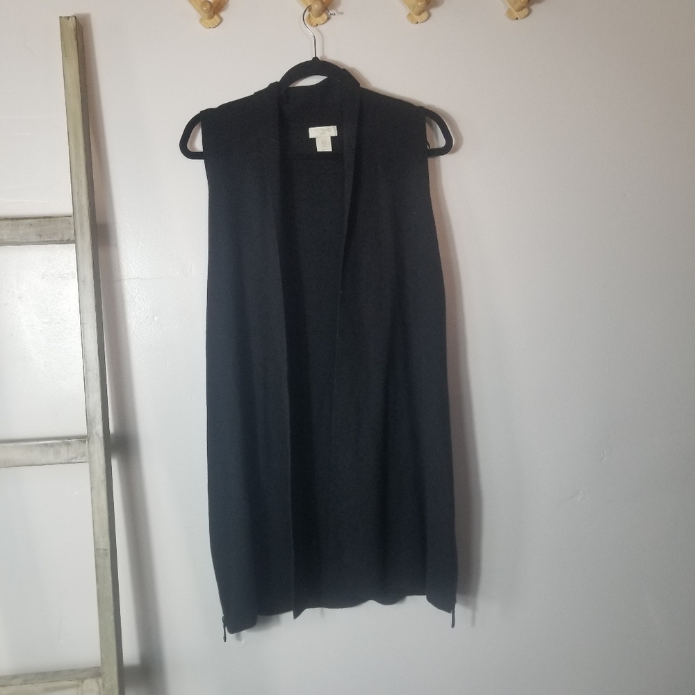 ST TROPEZ WEST WOMEN'S BLACK CARDIGAN VEST SIZE SMALL